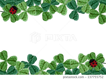【三葉草與瓢蟲相框】手工刺繡插畫材料 【三葉草與瓢蟲相框】手工刺繡插畫材料 137755752