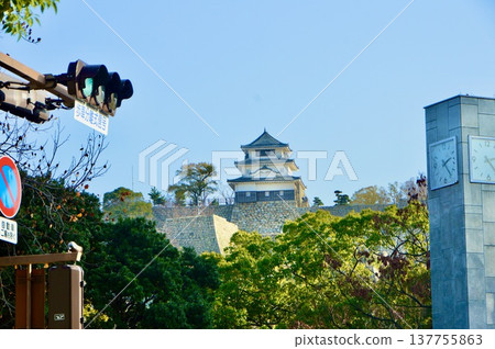 Marugame Castle as seen from the Marugame Station side (Marugame City, Kagawa Prefecture) 137755863