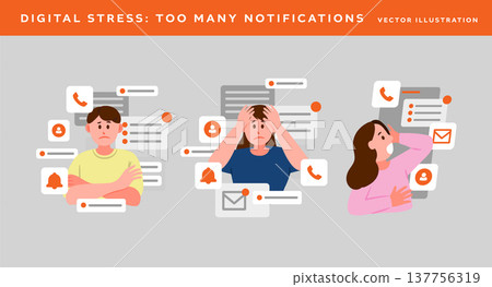 stressed by many digital notifications. stressed by many digital notifications. 137756319