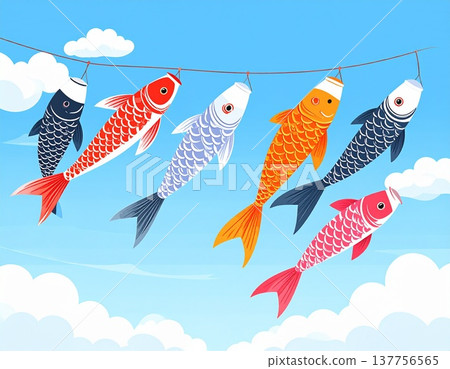 兒童節（探戈の節）、鯉魚旗、藍天、春天、日本、風景 137756565