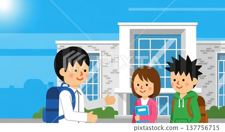 學生在學校門口微笑 137756715