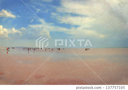 Lake Tuz Central Anatolia Turkey Pink Salt Landscape. Lake Tuz Central Anatolia Turkey Pink Salt Landscape. 137757105