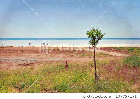 Lake Tuz Central Anatolia Turkey Pink Salt Landscape. Lake Tuz Central Anatolia Turkey Pink Salt Landscape. 137757151