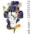 Woman's face, Japanese hairstyle, kimono 137757172