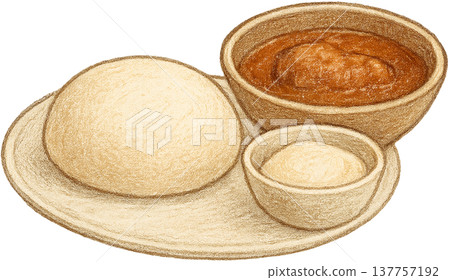 Hand drawn colored pencil fufu illustration, Nigerian food, transparent background Hand drawn colored pencil fufu illustration, Nigerian food, transparent background 137757192