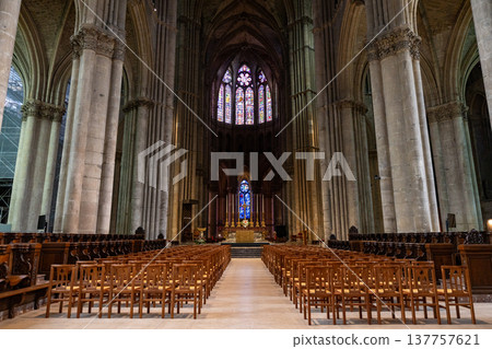 Reims, Marne, Grand-Est, France, August, 28th, 2025, Champagne Area, Silent church interior Reims, Marne, Grand-Est, France, August, 28th, 2025, Champagne Area, Silent church interior 137757621