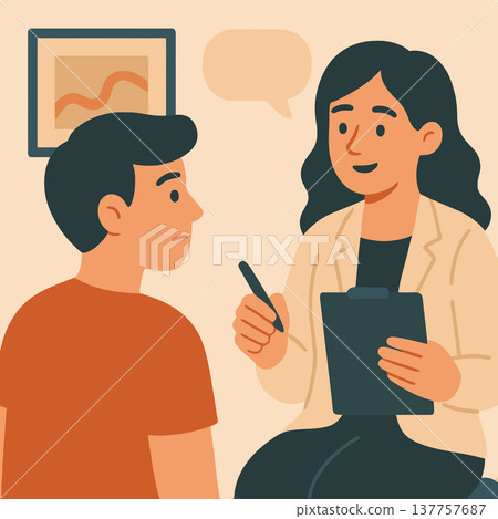 Man at psychotherapy session with therapist Man at psychotherapy session with therapist 137757687