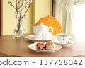 Cherry blossom scones and tea 137758042