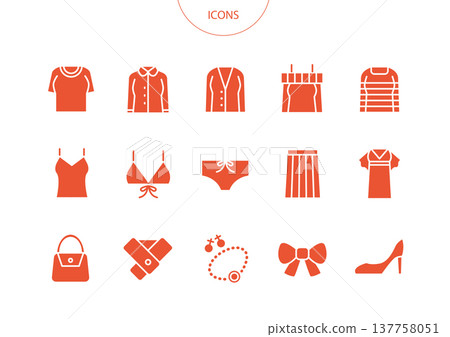 女性時尚圖標象形圖向量圖集 137758051