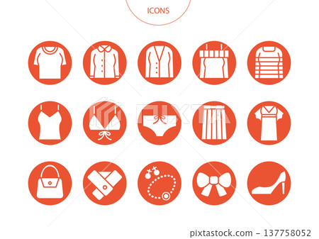 Women's Fashion Icon Pictogram Vector Illustration Set Women's Fashion Icon Pictogram Vector Illustration Set 137758052