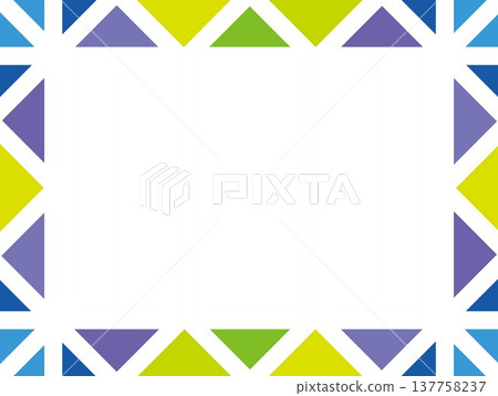 Geometric pattern frame, white space, triangle, green, purple 137758237