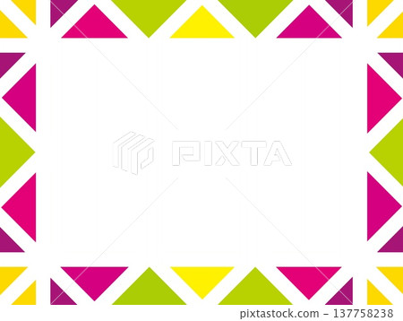 Geometric pattern frame white space triangle pink green 137758238