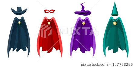 Colorful capes and hats set 137758296