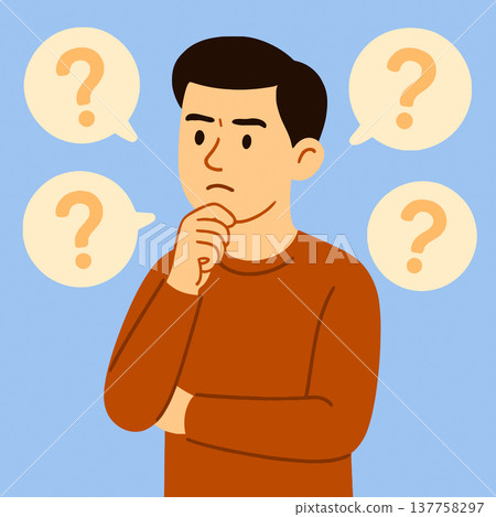 Flat illustration of a man sitting in thought Flat illustration of a man sitting in thought 137758297