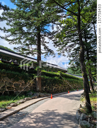 This is a view of Siheungsa Temple on Mt. Seorak, South Korea.	 137758433