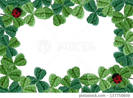 [Clover and Ladybug Frame] Hand-embroidered illustration material 137758609