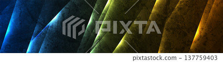 Colorful neon glowing lines on grunge luminous wall background 137759403