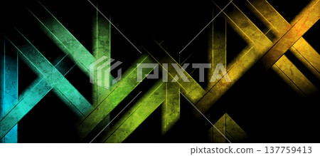 Colorful glossy concrete stripes abstract grunge retro geometric background 137759413