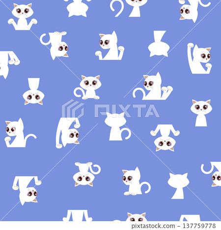 Impressive and cute cat pattern background, 137759778