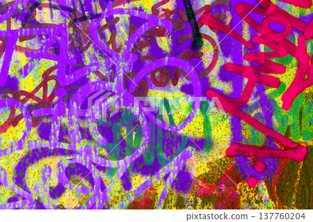 Graffiti on Rusty Metal Urban Wall Background 137760204