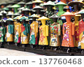 Colorful Vietnamese traditional costume figurines souvenir display 137760468
