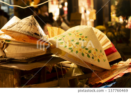 Traditional Vietnamese hats for sale at Hoi An night street market 137760469