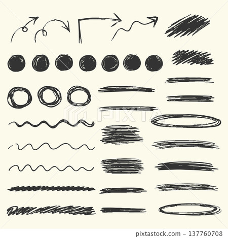 Hand Drawn Doodle Highlight Elements Set Hand Drawn Doodle Highlight Elements Set 137760708