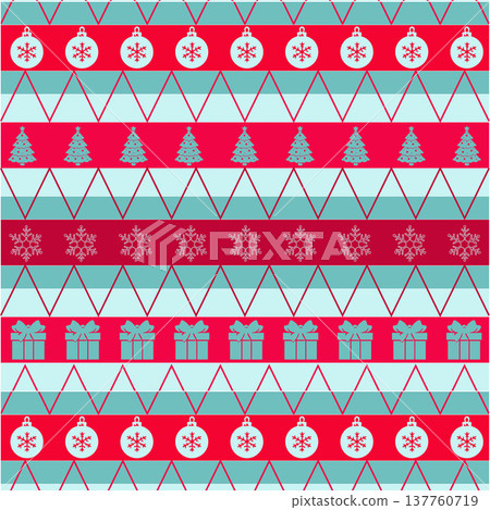 Seamless Christmas Pattern with Gifts Snowflakes and Trees Seamless Christmas Pattern with Gifts Snowflakes and Trees 137760719
