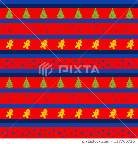 Seamless Christmas Pattern with Gingerbread Cookies Trees and Stars Seamless Christmas Pattern with Gingerbread Cookies Trees and Stars 137760720