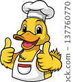 Happy Cartoon Duck Chef Giving Thumbs Up 137760770