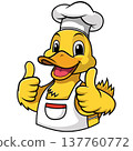 Happy Cartoon Duck Chef Giving Thumbs Up 137760772