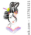 Woman's face, Japanese hairstyle, kimono 137761321