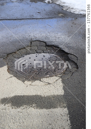 collapsed manhole collapsed manhole 137761366