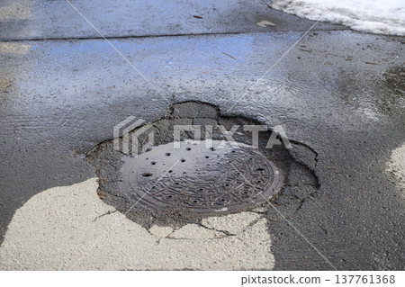 collapsed manhole collapsed manhole 137761368