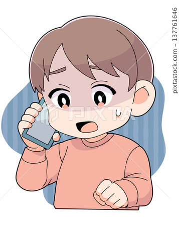 A man panics while making a phone call on his smartphone. A man panics while making a phone call on his smartphone. 137761646