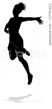 Happy Woman Jumping For Joy Silhouette Person 137761651
