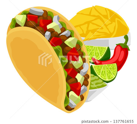 Love of Taco Heart Shaped Mexican Food Concept 137761655