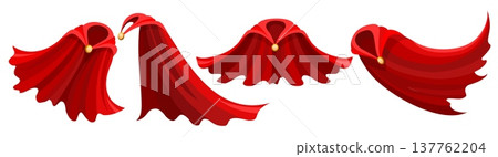 Red cape of superhero silk clothes set 137762204