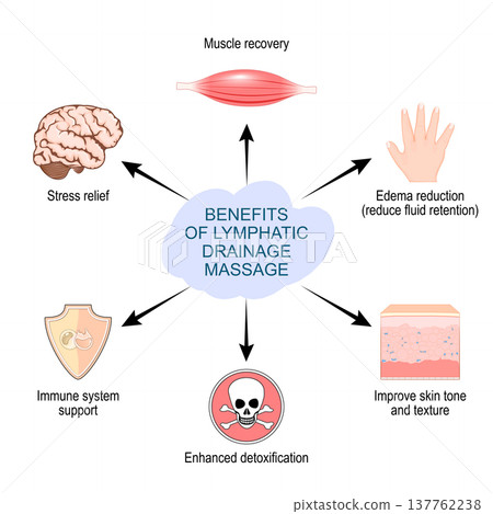 Benefits of lymphatic drainage massage. Therapeutic massage. Skin rejuvenation support 137762238