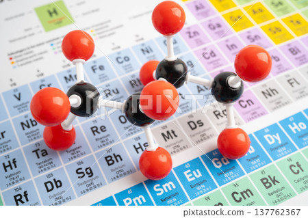 Molecules chemical on a periodic table background. 137762367
