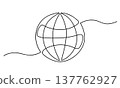Continuous Line Globe World Connection Outline Illustration 137762927