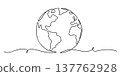 Continuous Line Earth Globe World Outline Illustration 137762928