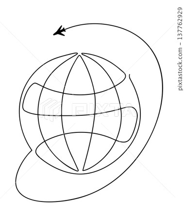 Global Travel Route Around Globe Outline Illustration Global Travel Route Around Globe Outline Illustration 137762929