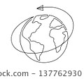 Paper Plane Flight Path Around Globe Outline Illustration 137762930
