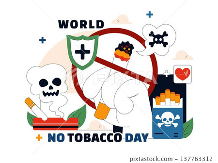 World No Tobacco Day Vector Illustration with Stop Smoking Symbol, Lungs Health Awareness, Cigarette Ban Campaign and Anti Tobacco Design World No Tobacco Day Vector Illustration with Stop Smoking Symbol, Lungs Health Awareness, Cigarette Ban Campaign and Anti Tobacco Design 137763312
