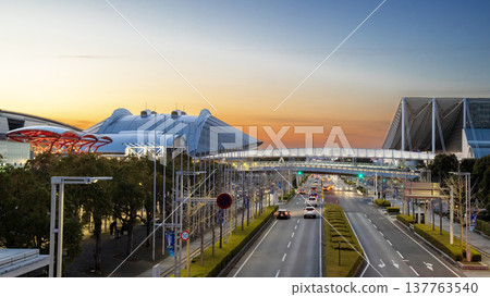 Makuhari Messe and the main street at dusk Makuhari Messe and the main street at dusk 137763540