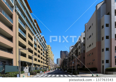 藍天下的幕張灣市城市景觀 藍天下的幕張灣市城市景觀 137763543