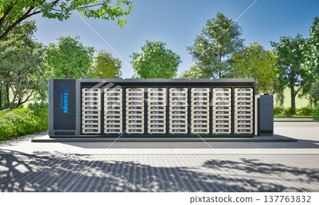 Energy storage system or battery container unit see through under blue sky 137763832