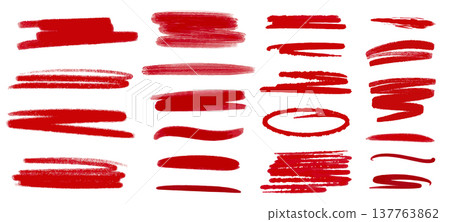 Set of red lines, strokes and underlines 137763862