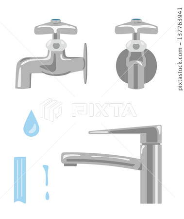 A set of illustrations of water taps A set of illustrations of water taps 137763941